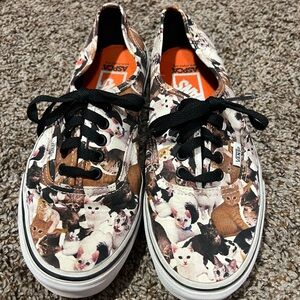 Vans Feline Patterned Sneakers with Black and White Accents